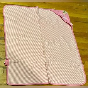 Got Milk? Baby Blanket w/ Pink & White Stripes & Chocolate Chip Cookie Corner
